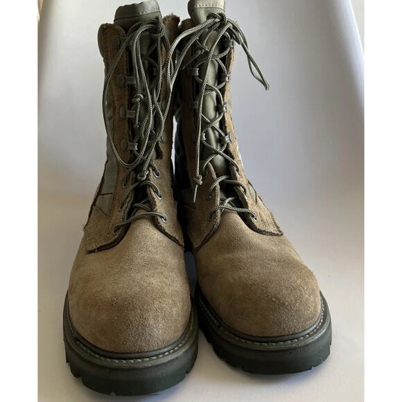 Combat Boots Mondo Mens 7.5 R UFCW Green Suede Steel Toe Vibram Sole Women 9.5 - Picture 9 of 16